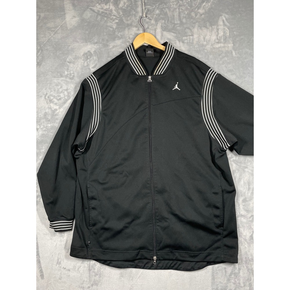 Jordan Brand Mens 3XL Full Zip Track Jacket Black Striped Jumpman Logo Vintage